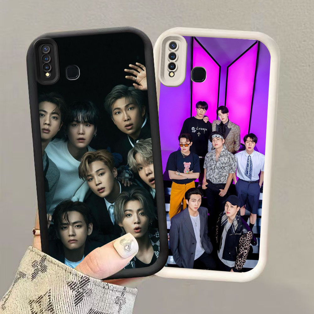 HK-11 BTS boy Shockproof Casing untuk Silikon hitam putih VIVO Y15 Y19 Y30 Y17 Z1 V15 Y12 Y50 Pro