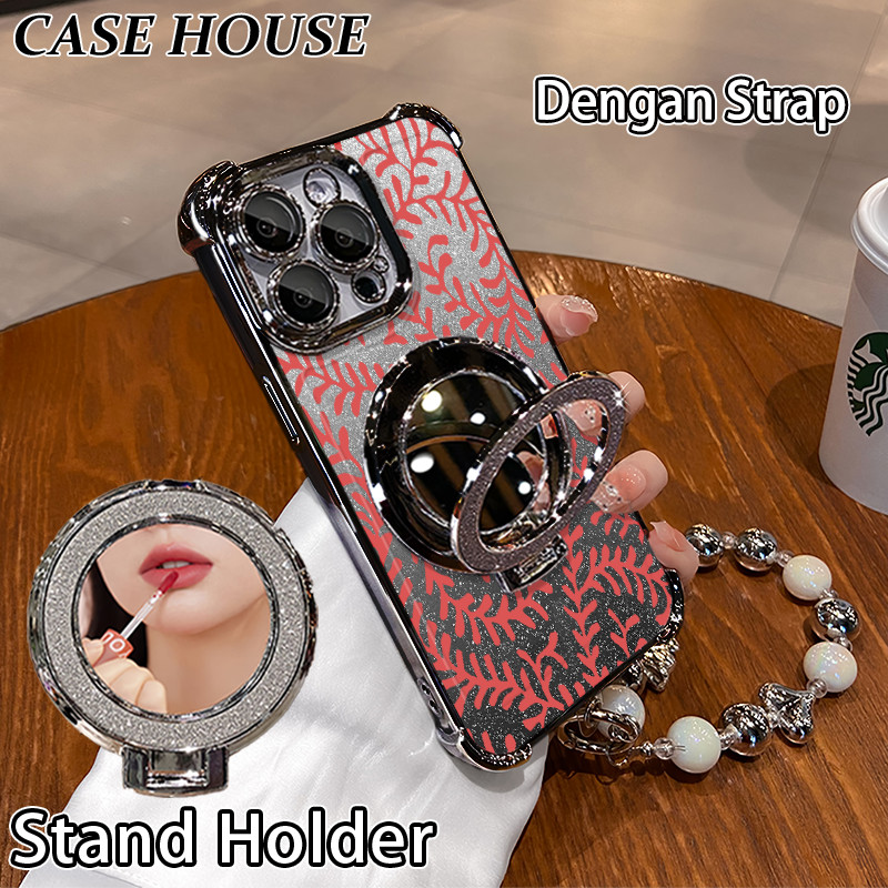 Glitter Card Case HP Samsung A04 A11 A20 A52 M11 Stand Holder Cermin Casing Samsung A03S A06 A15 5G 