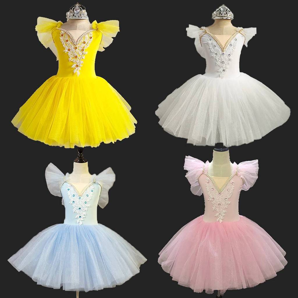 Baju Balet Putri Baru untuk Gadis, Tari Balet, Gaun Pertunjukan Balet Anak, Swan Lake, Rok TUTU Gauz