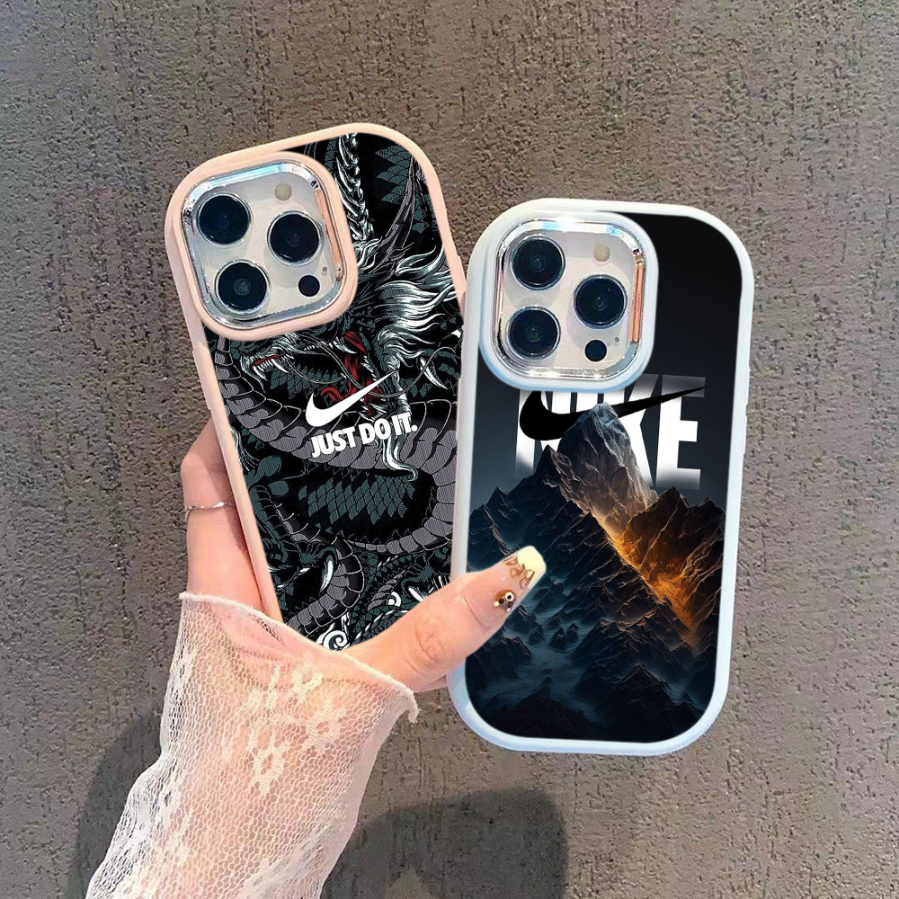 Softcase Silikon Plating Casing Hp Case untuk OPPO Reno13 F Reno11 F Reno8 T Reno7 Z 4G 5G KK50 Nike