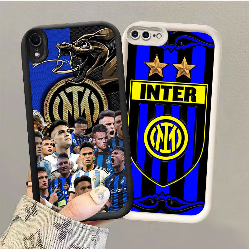 GK-40 Inter Milan Silikon hitam putih Casing untuk iPhone XR 8 X XS 7 6 Max Plus