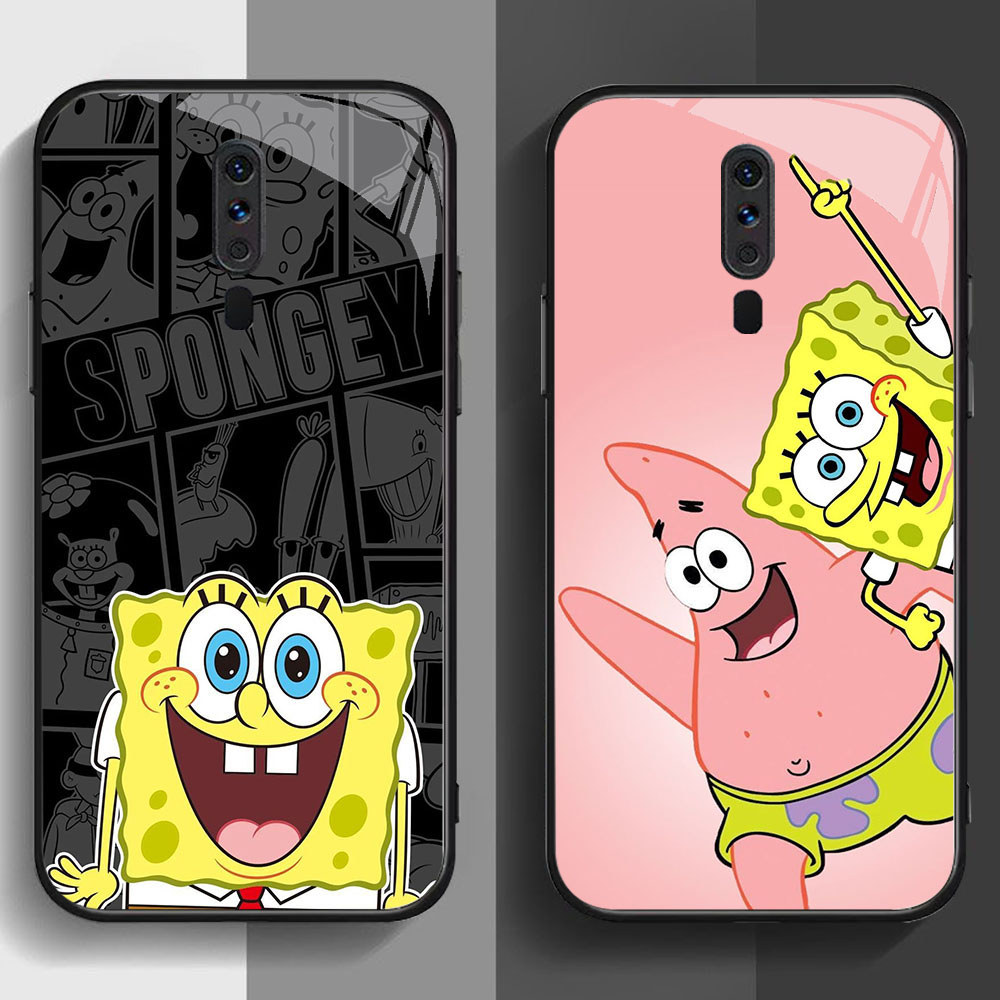 SD-25 SpongeBob HD Glass Casing untuk OPPO A5 A9 F11 A9X Reno 2F 2Z Pro