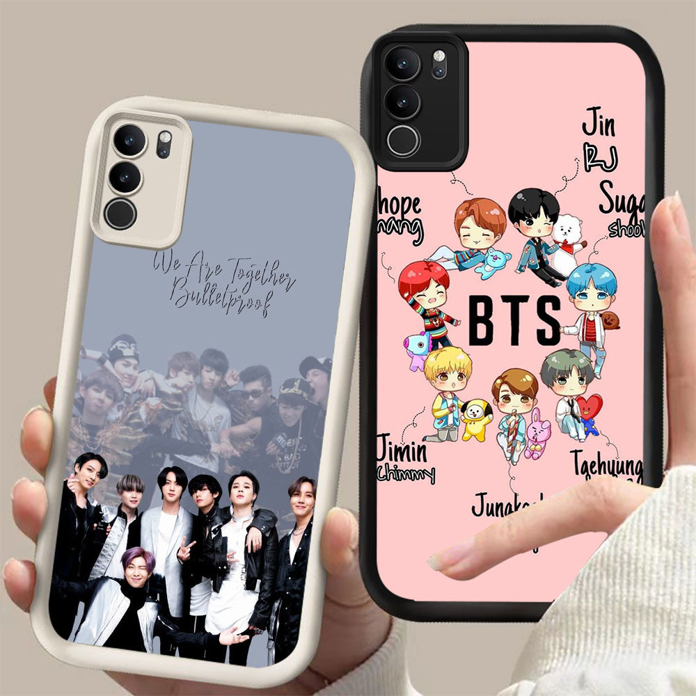 UK-5 BTS boy Hitam Putih silikon lembut Casing untuk VIVO Y200 Y300 V50 Lite Pro Plus 5G