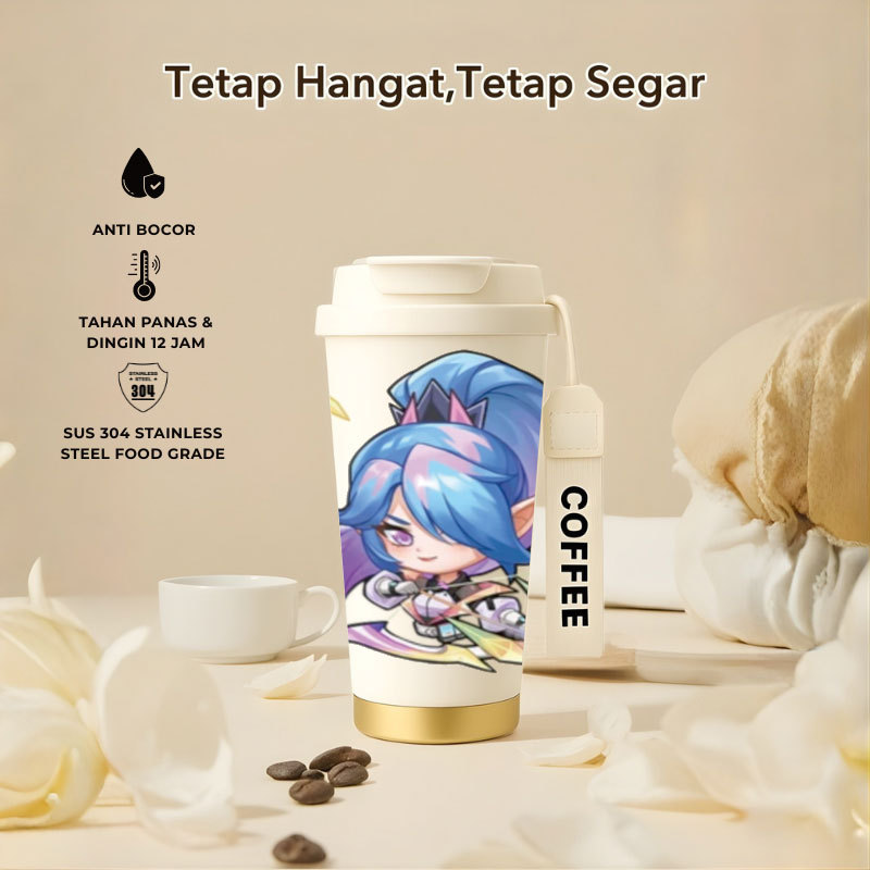 Tumbler Miya Mobile Legend | 500ml SUS 304 | Anti Bocor 100% | Tahan Panas & Dingin 12 Jam | Sedotan