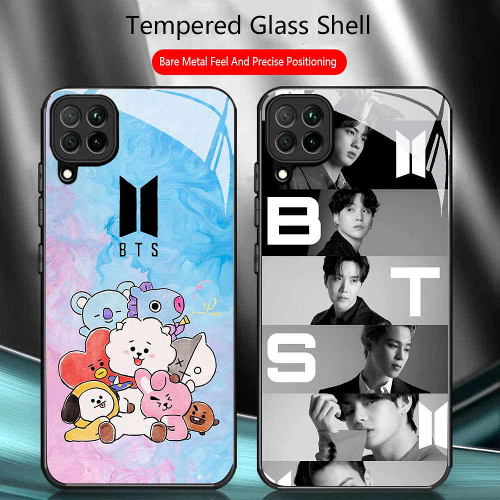 TS-13 BTS BT21 Tata HD Glass Casing untuk Samsung A12 M32 M12 A22 5G