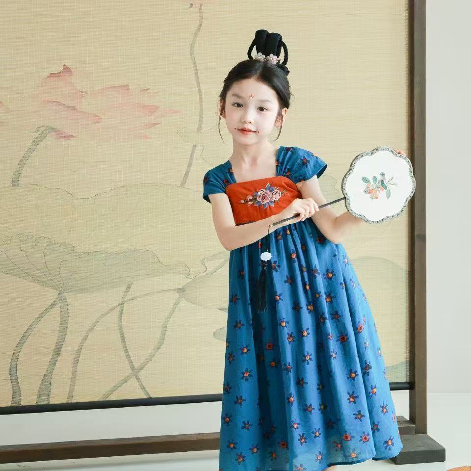 Kostum Kuno Gaya Cina Musim Panas Hanfu Anak-anak Perempuan 2025 Baju Putri Gaya Kuno Anak Perempuan