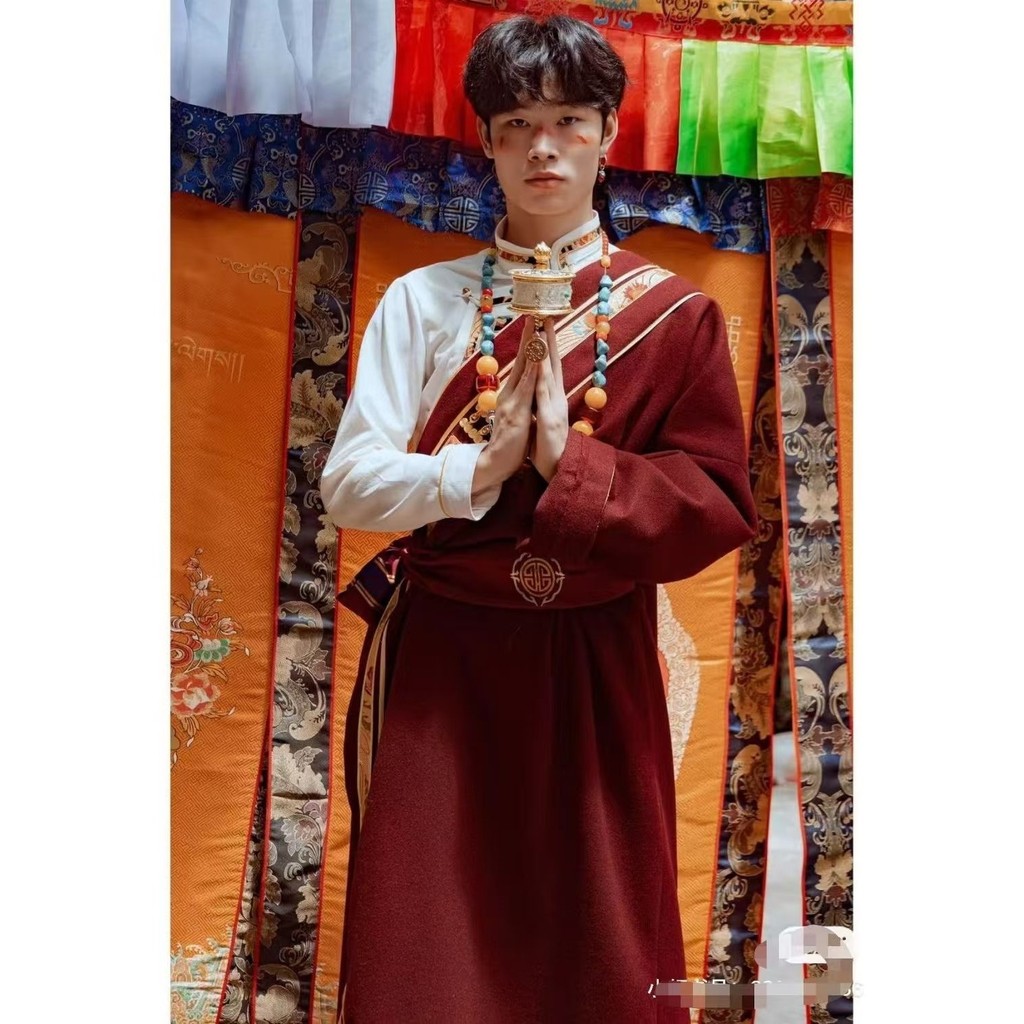 Kemeja Baju Pria 2025 Baru untuk Lhasa Pakaian Etnis Tradisional Tibet Berkualitas