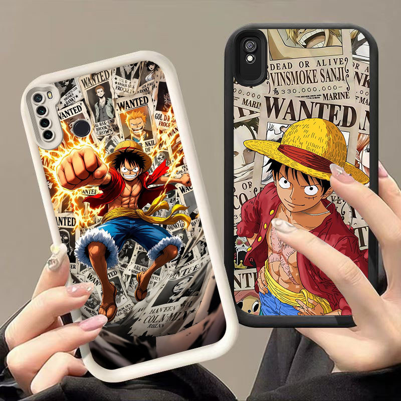 SK-20 One Piece Luffy Silikon hitam putih Casing untuk Redmi Note 6A 7 9A 9T Pro