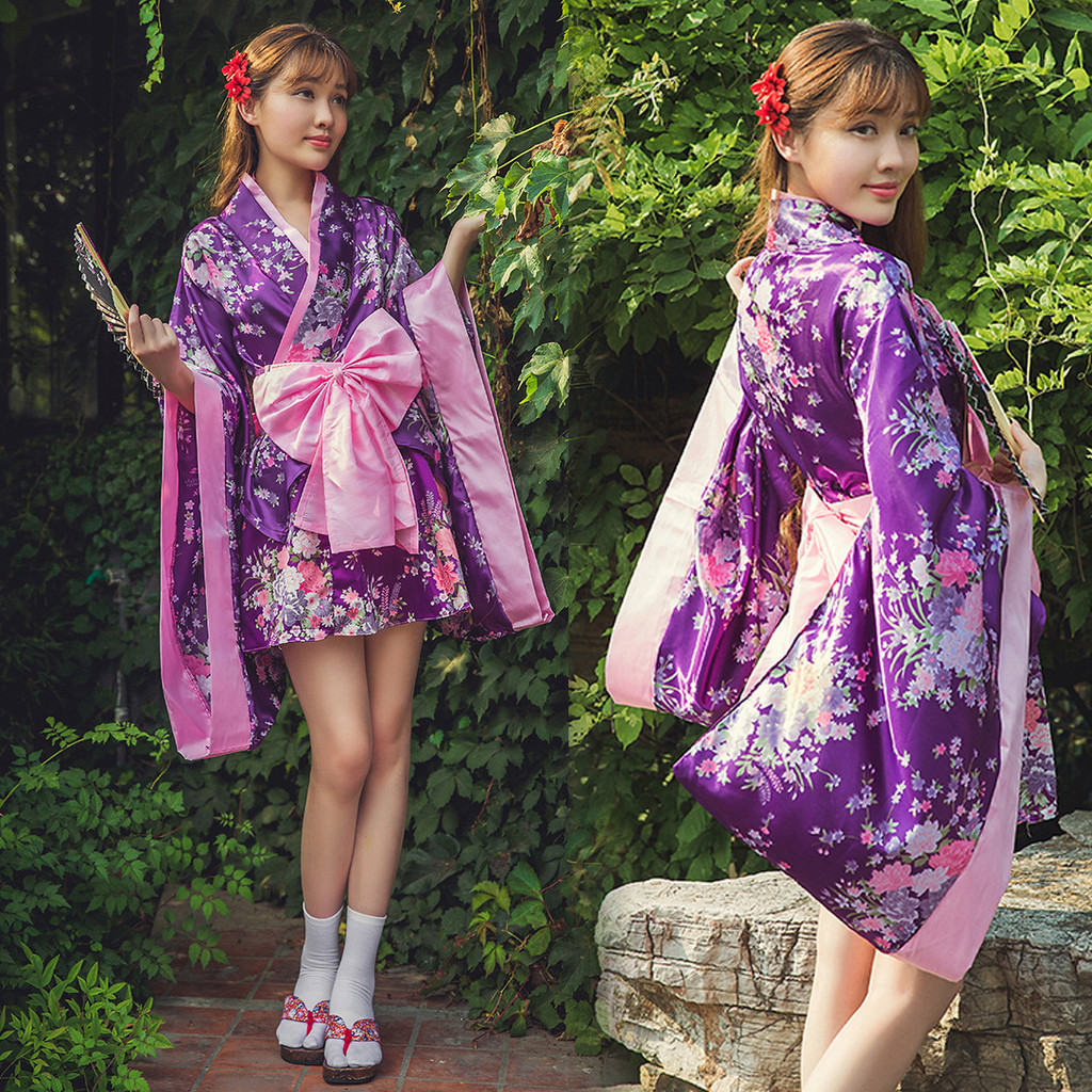 Kostum Cosplay Gaun Lolita Kostum Cosplay Anime Kimono Sakura Berat Jepang Set Lengkap Pakaian Pelay