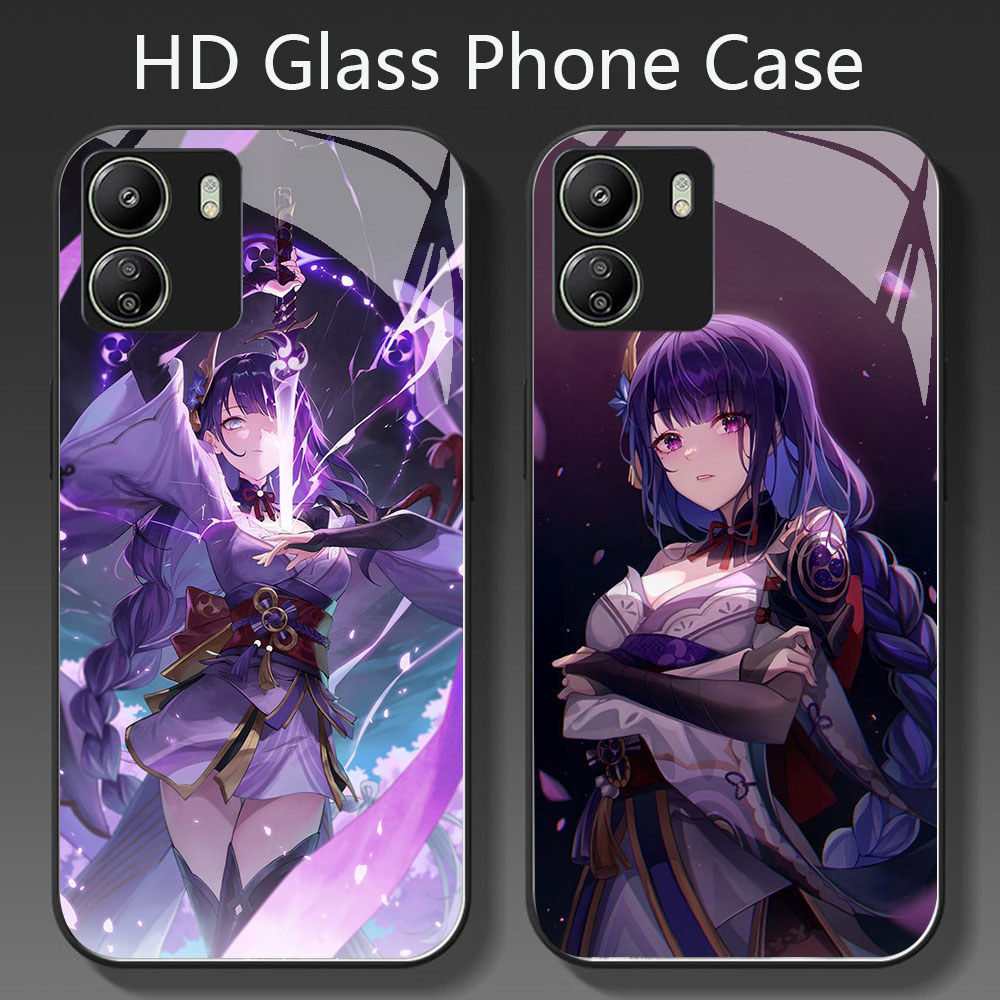 BW-55 Genshin Raiden Shougun HD Glass Casing untuk Xiaomi Redmi 13C A1 A2 Note 13 Pro Plus Poco C65 