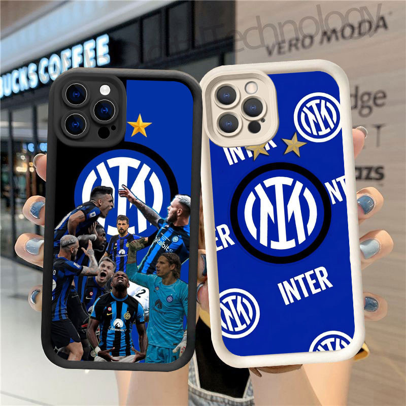 GK-40 Inter Milan Silikon hitam putih Casing untuk iPhone 14 15 Pro Max