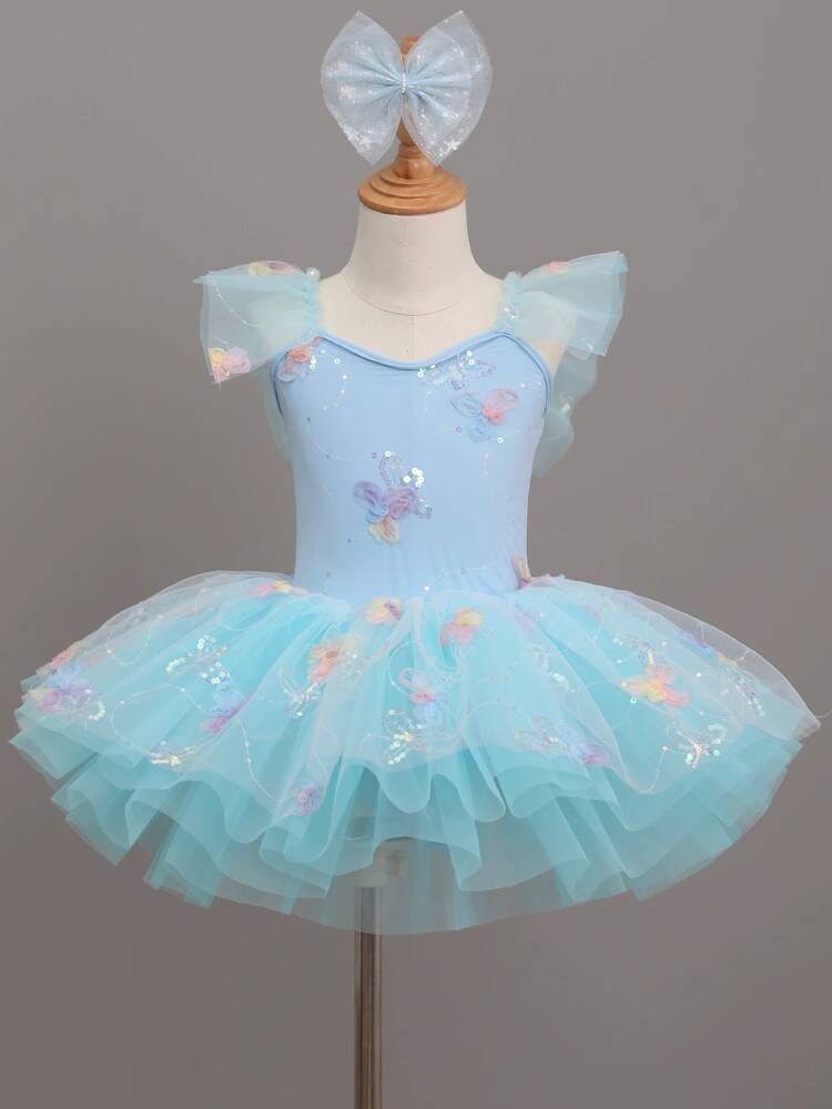 Baju Balet Balet Rok Mengembang Gaun Putri Anak Kostum Pertunjukan Tulle Sequin Import