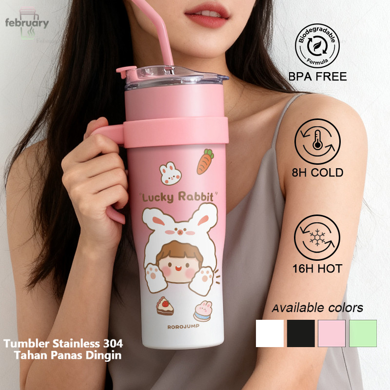 Viral Tumbler 1 liter stainless aesthetic cute tumbler pink besar/tumbler tahan panas dingin/tambler