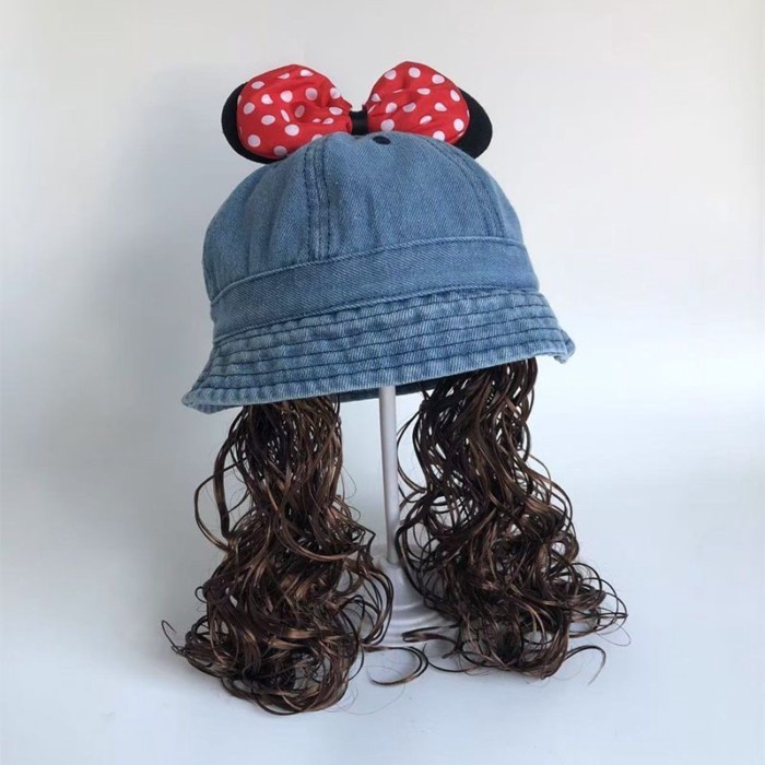Topi Bayi Musim Semi dan Musim Gugur Gaya Baru Wig Bayi Perempuan Topi Nelayan Mickey Topi Koboi Ram