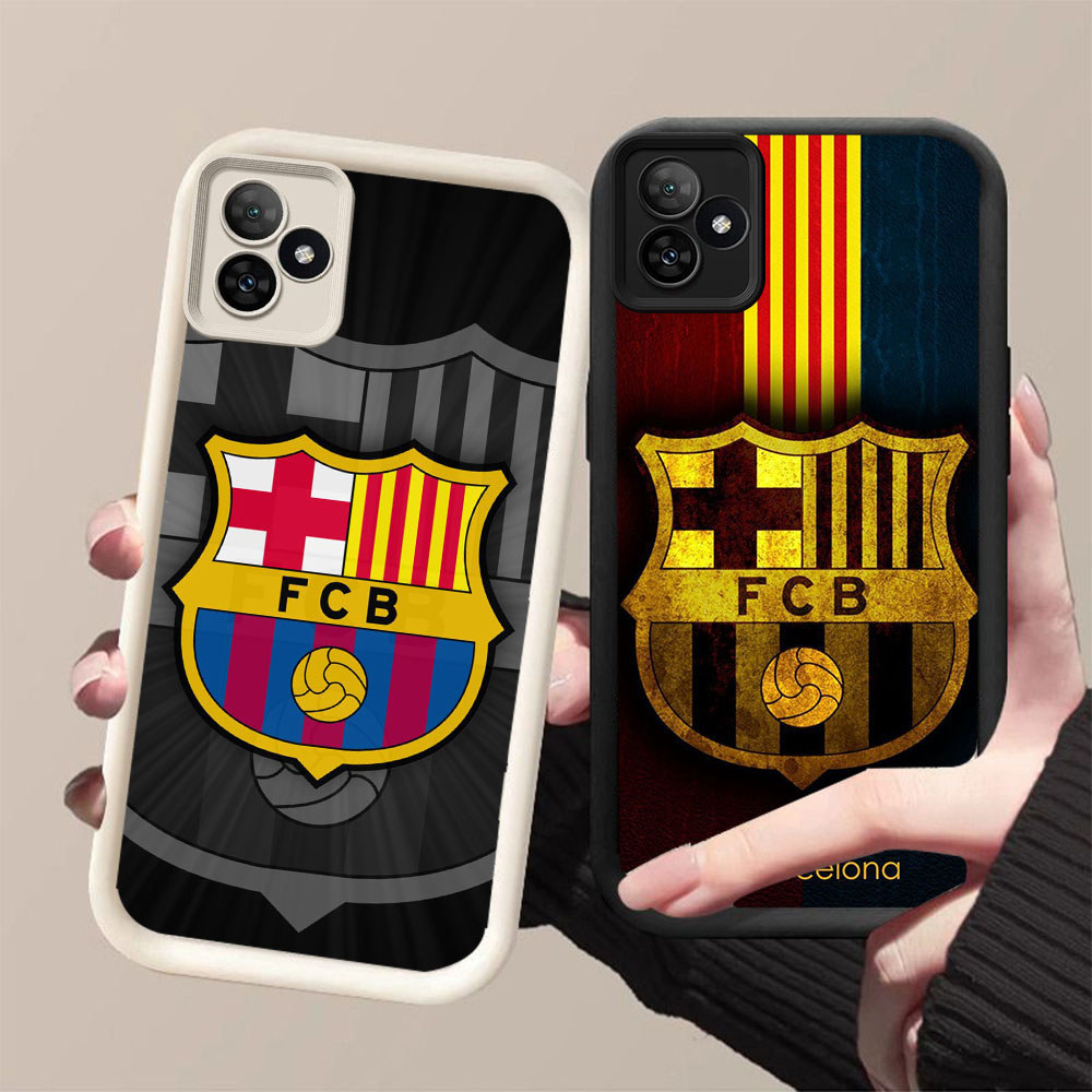GK-7 Barcelona Silikon hitam putih Casing untuk Realme 15T 5G