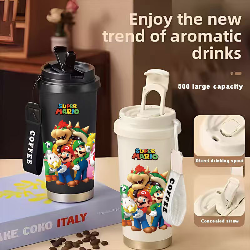 Nintendo Mario Luigi Bowser Donkey Kong Tumbler Kopi Stainless Steel CUP 500 ML Vacuum Mug Termos Co