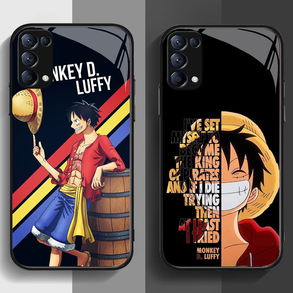 SD-69 One Piece Luffy HD Glass Casing untuk OPPO Reno 6Z 6 5 4 3 A91 F15