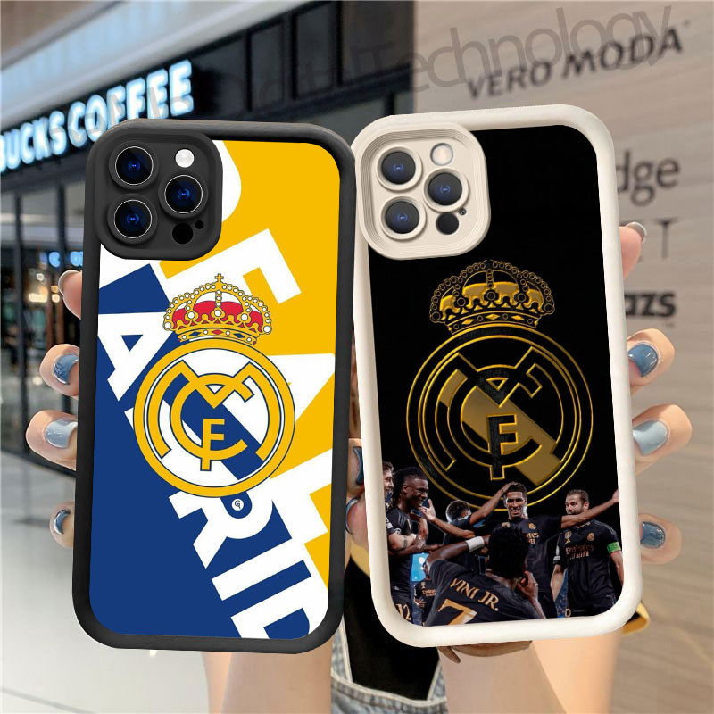 GK-74 Real Madrid Silikon hitam putih Casing untuk iPhone 14 15 Pro Max