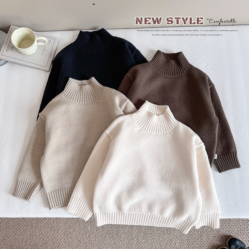 Sweater Kardigan Anak Berkualitas Nausica 2025   Pakaian Baru Gaya Korea Warna Solid Longgar Serbagu
