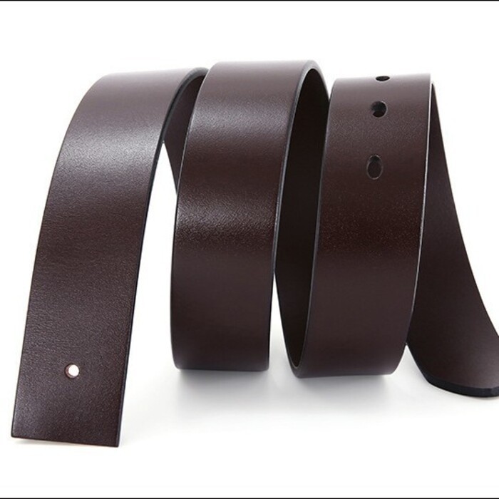 Sabuk Pria Wanita Elegan Terbaru Sapi Tubuh Berlubang Strip Kulit Asli Tanpa Kepala Gesper Aksesori 