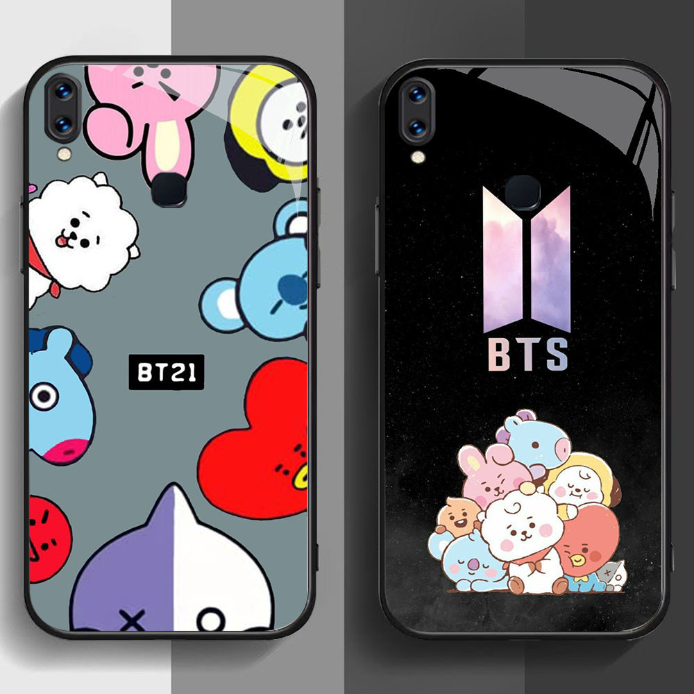 SD-2 BTS BT21 HD Glass Casing untuk Samsung A10S A20S M11 M21 M01S A30 M30 A21S M30S A31 A40S M10S A