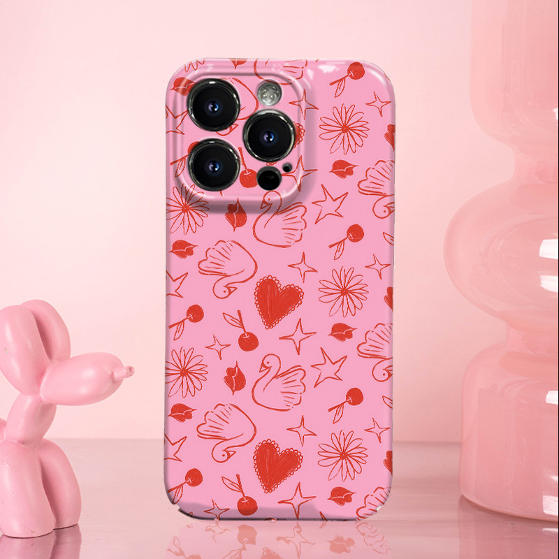 Case HP Motif Angsa Sketsa, Stok Ready, Support COD, Cocok untuk iPhone 13/11 Pro Max/15, OPPO A3X, 