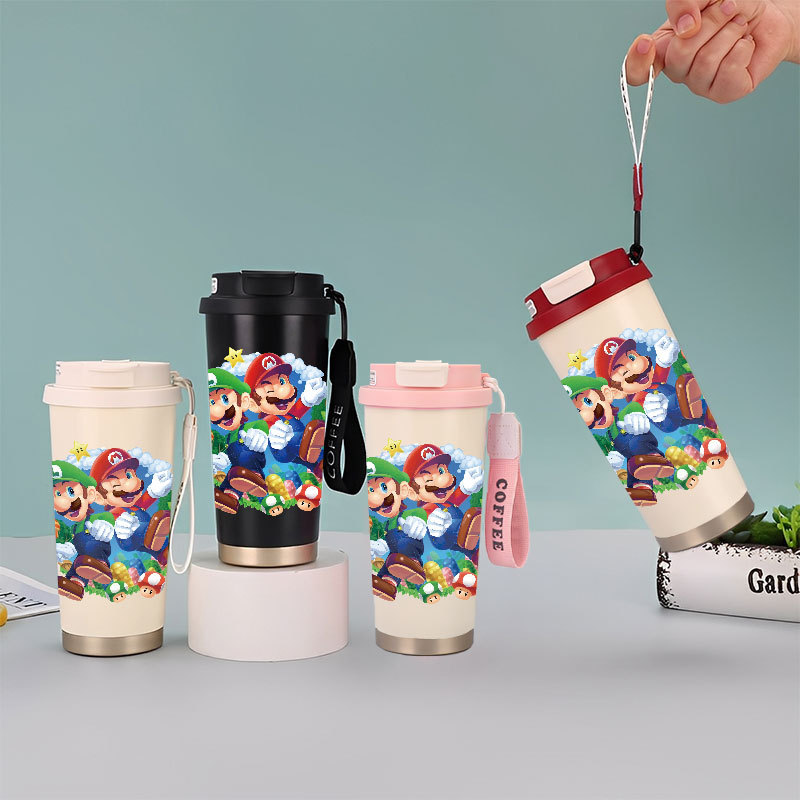 Nintendo Mario Luigi Bowser Donkey Kong Tumbler Kopi Stainless Steel CUP 500 ML Vacuum Mug Termos Co