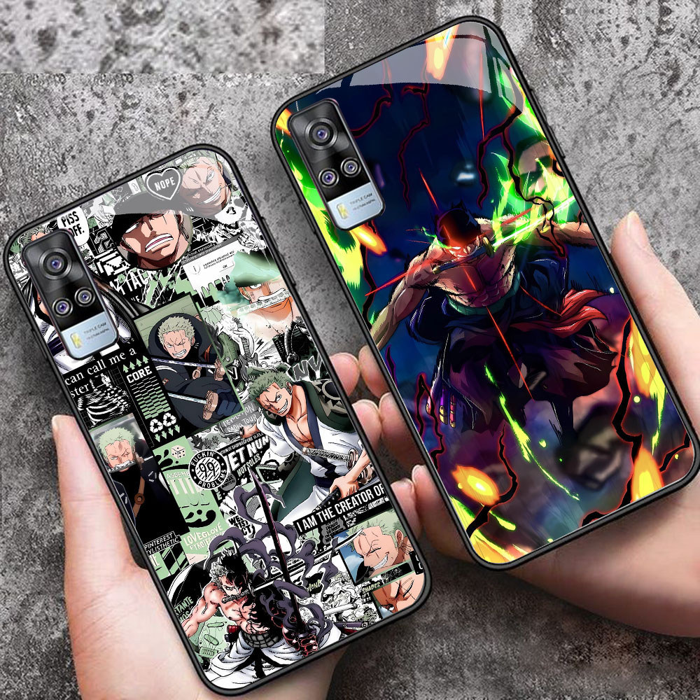 YS-80 One Piece Zoro HD Glass Casing untuk VIVO Y51 V21E Y31 Y52 V21S V21 V20 Y53S