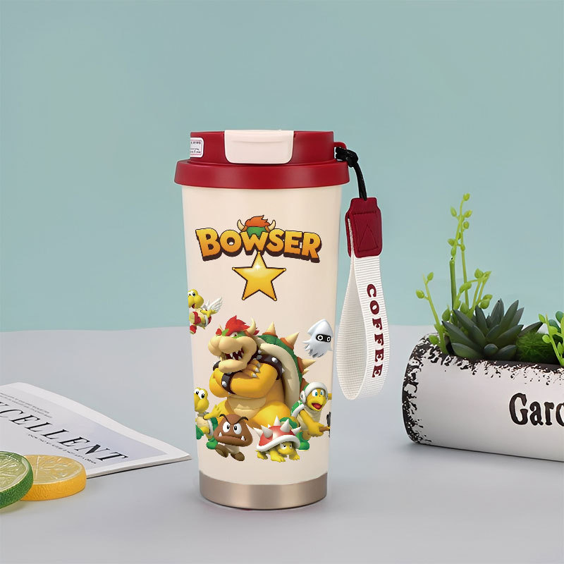 Nintendo Mario Luigi Bowser Donkey Kong Tumbler Kopi Stainless Steel CUP 500 ML Vacuum Mug Termos Co