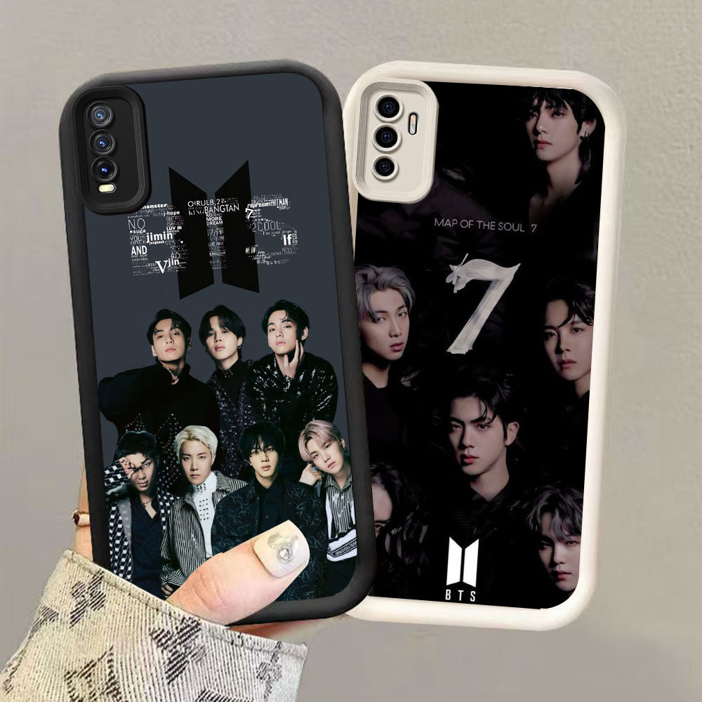 HK-32 Korean BTS Shockproof Casing untuk Silikon hitam putih VIVO iQOO Y20 Y20S S1 Y11S 13 10 Turbo 