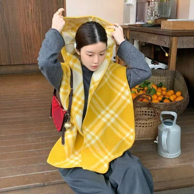 Syal Musim Dingin Ji Soo Hyun Syal Gaya Sama Kotak-Kotak Klasik Wanita Dingin Awal Musim Gugur Versi