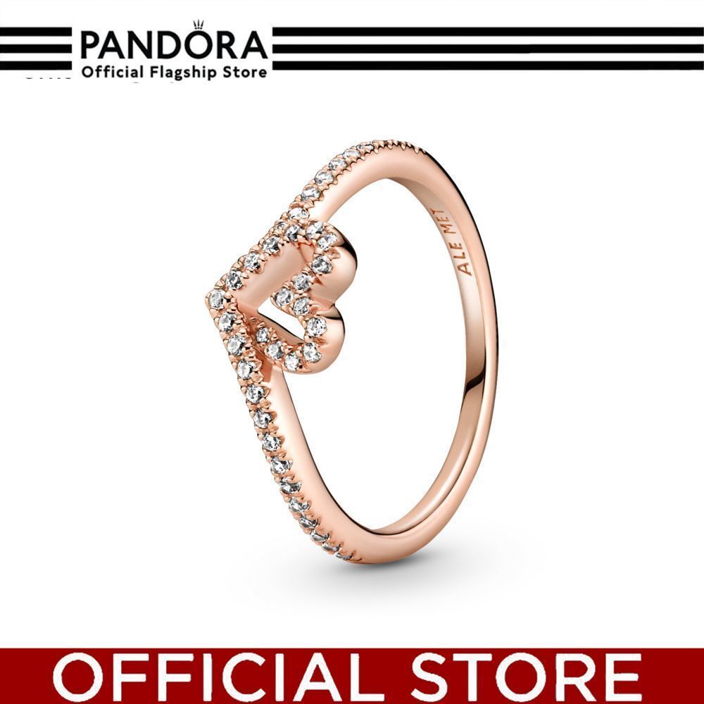 100% Asli Pandora Sparkling Bone Heart Ring Cincin Wanita Manis & Elegan | Perhiasan Cantik Untuk Ha