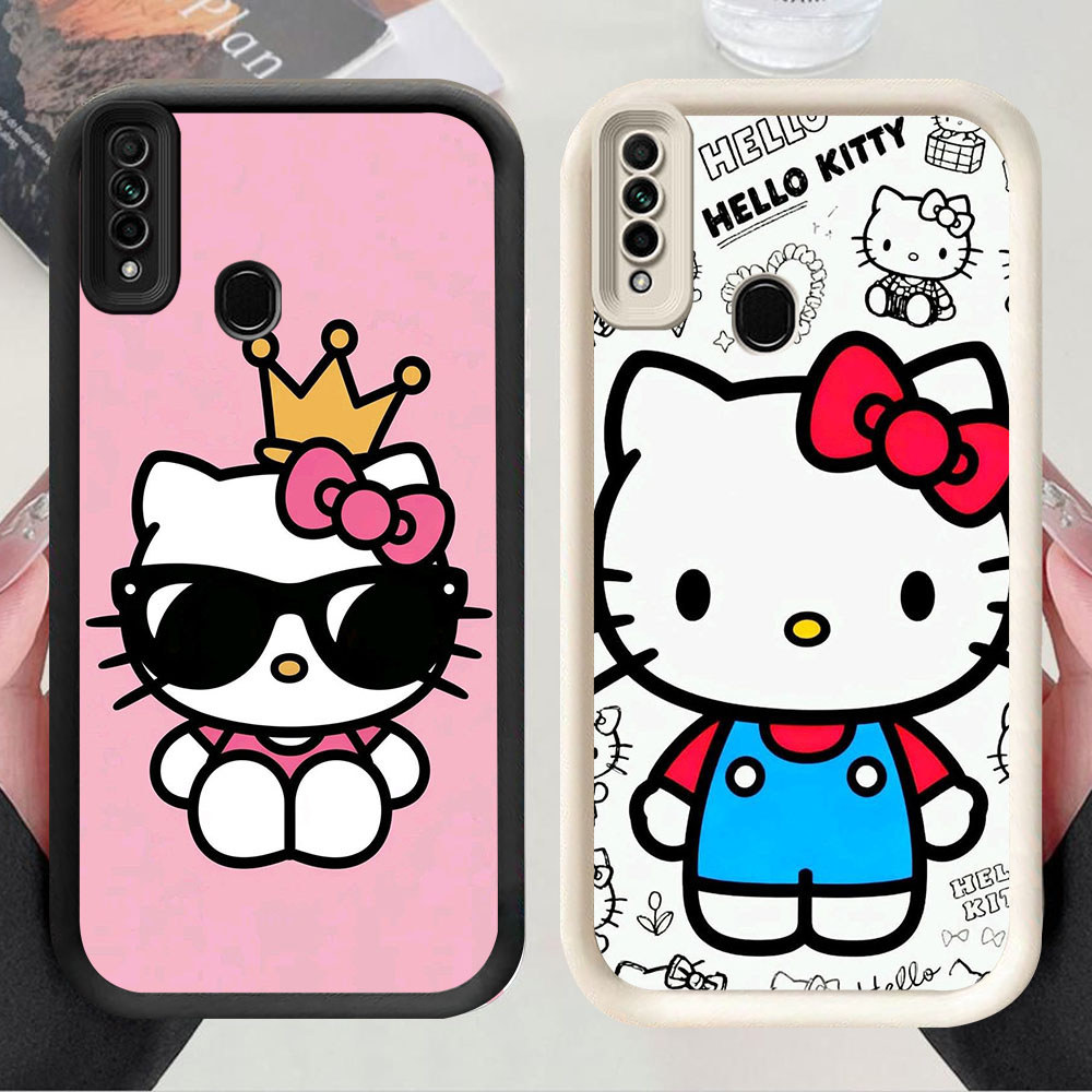 TS-61 Hello Kitty Leopard Shockproof Casing untuk OPPO A5i A31 F15 A91 Reno 3 Realme 6i 5s 5i 5 Narz