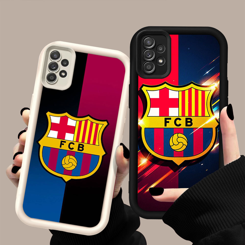 GK-7 Barcelona Silikon hitam putih Casing untuk Realme C85 Pro