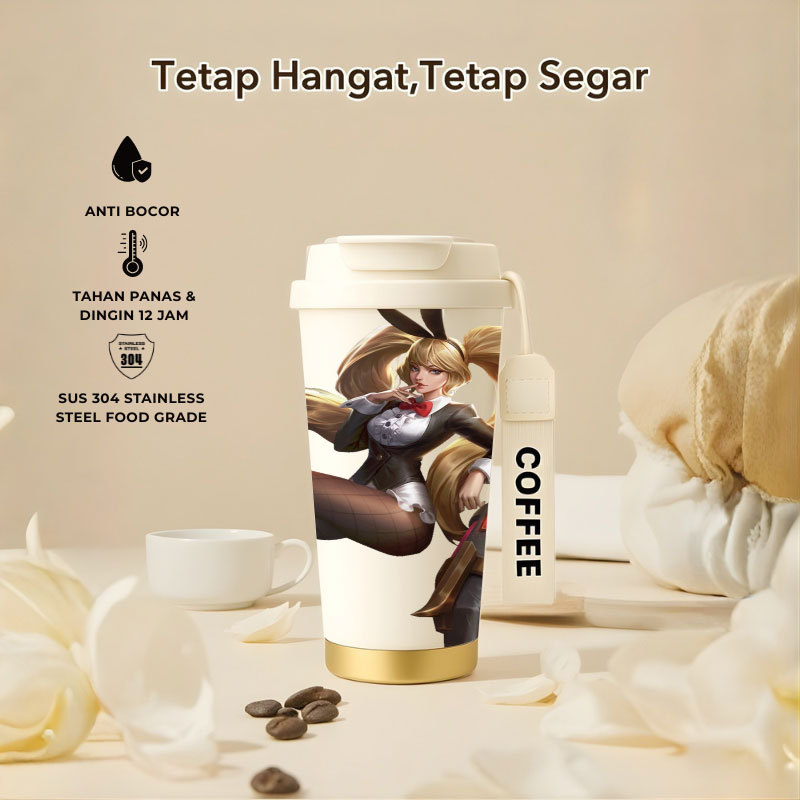 Tumbler Layla Mobile Legend | 500ml SUS 304 | Anti Bocor 100% | Tahan Panas & Dingin 12 Jam | Sedota