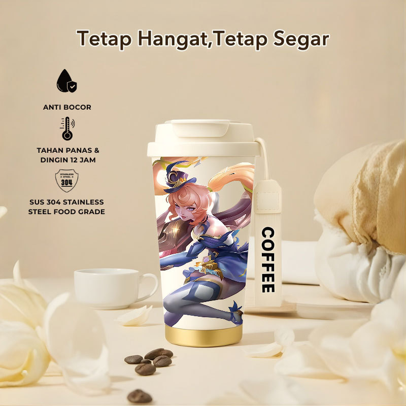 Tumbler Layla Mobile Legend | 500ml SUS 304 | Anti Bocor 100% | Tahan Panas & Dingin 12 Jam | Sedota