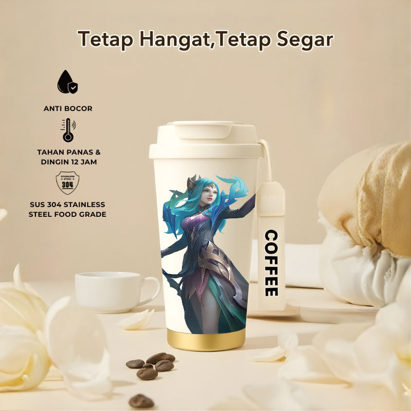 Tumbler Vexana Mobile Legend | 500ml SUS 304 | Anti Bocor 100% | Tahan Panas & Dingin 12 Jam | Sedot