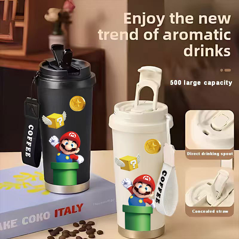 Nintendo Mario Luigi Bowser Donkey Kong Tumbler Kopi Stainless Steel CUP 500 ML Vacuum Mug Termos Co