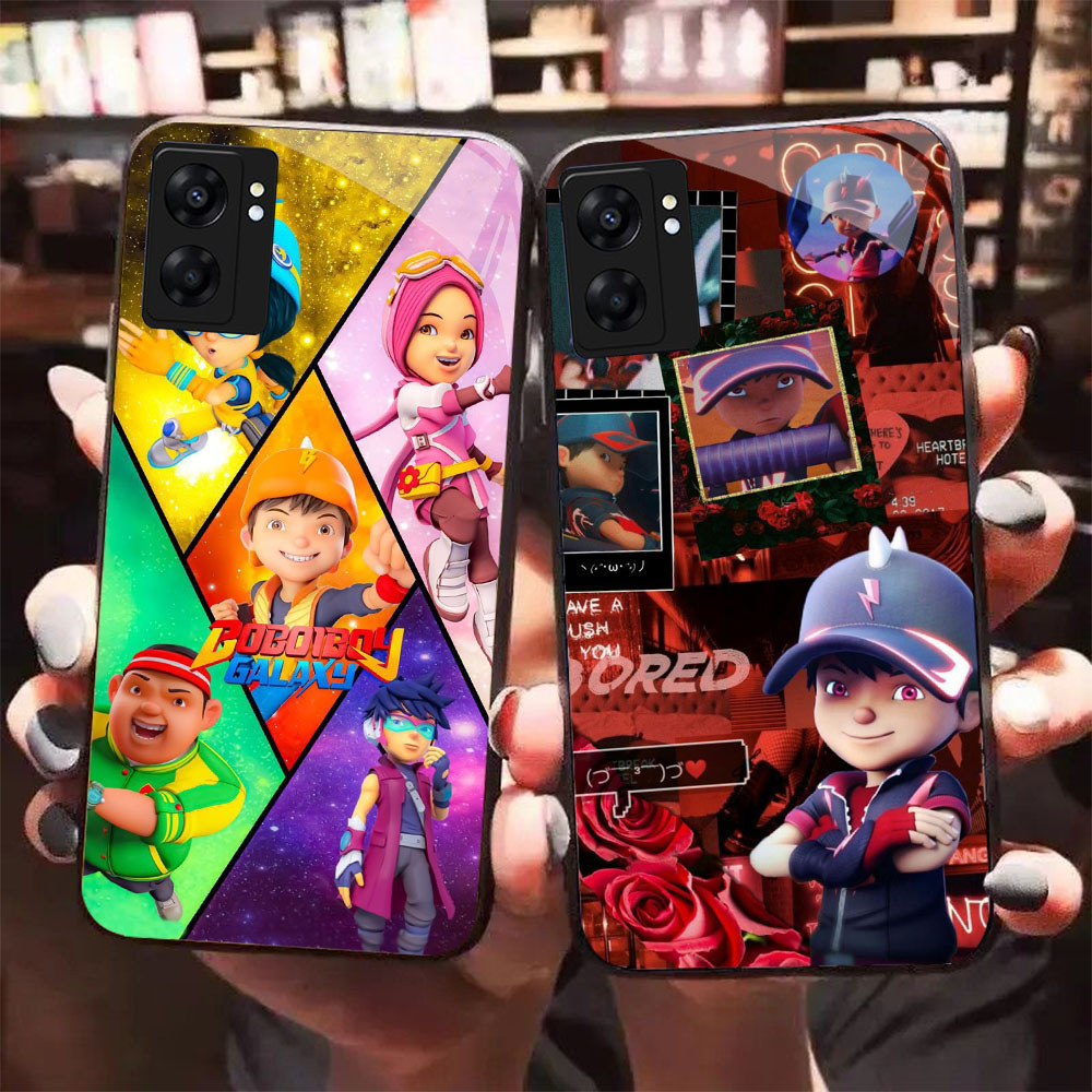 HK-10 Boboiboy Glass KACA Casing untuk OPPO Realme Reno A57 A76 A57S C67 A96 C30S C33 10 A77S A36 13
