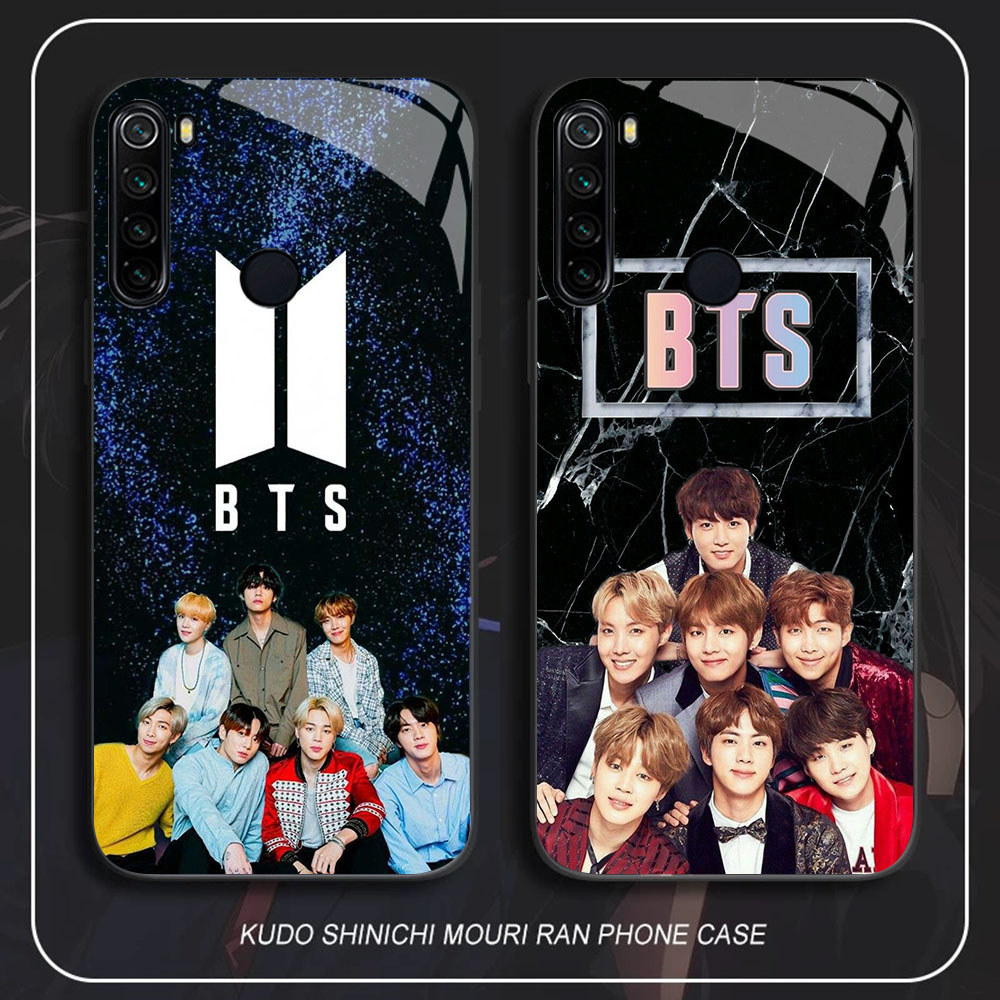BR-17 BTS OT7 HD Glass Casing untuk Xiaomi Redmi 8 8A 9 Note 8 10 Pro Lite