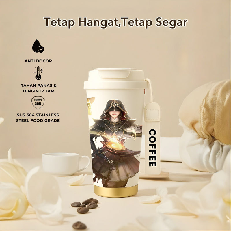 Tumbler Lunox Mobile Legend | 500ml SUS 304 | Anti Bocor 100% | Tahan Panas & Dingin 12 Jam | Sedota