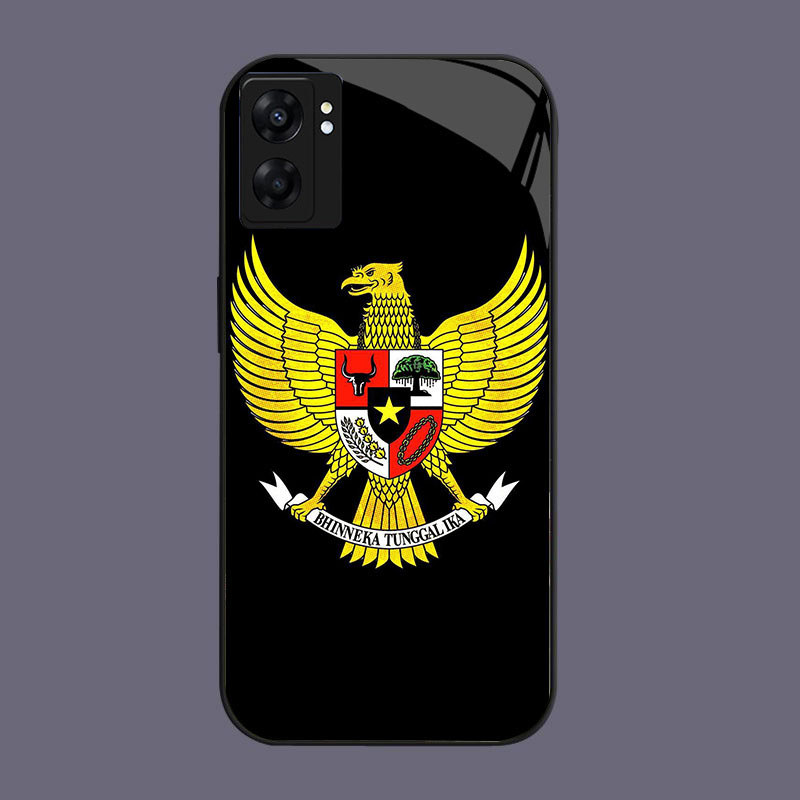 HK-59 Indonesia logo Glass KACA Casing untuk OPPO Realme Reno A57 A76 A57S C67 A96 C30S C33 10 A77S 
