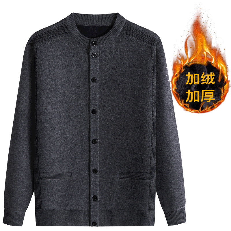 Sweater Kardigan Rajut    Pria, Usia Paruh Baya  Lansia, Lengan Panjang Longgar, Mantel Hangat Tebal