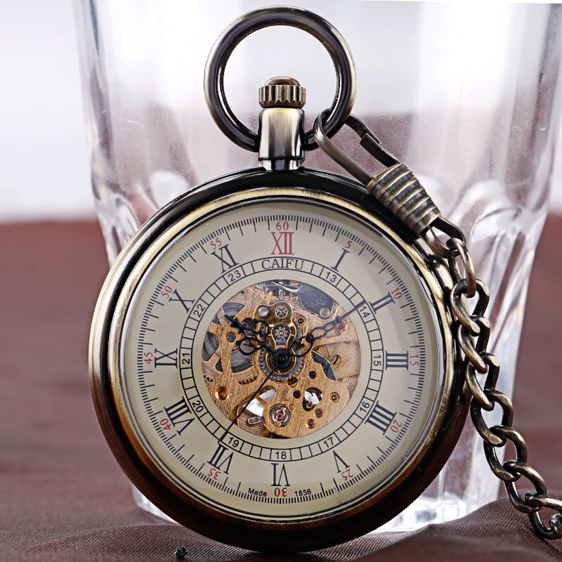 Jam tangan  Gantung Pria Kuno Antik Elegan Mekanis Otomatis Vintage Perawat Mewah Saku Berkualitas