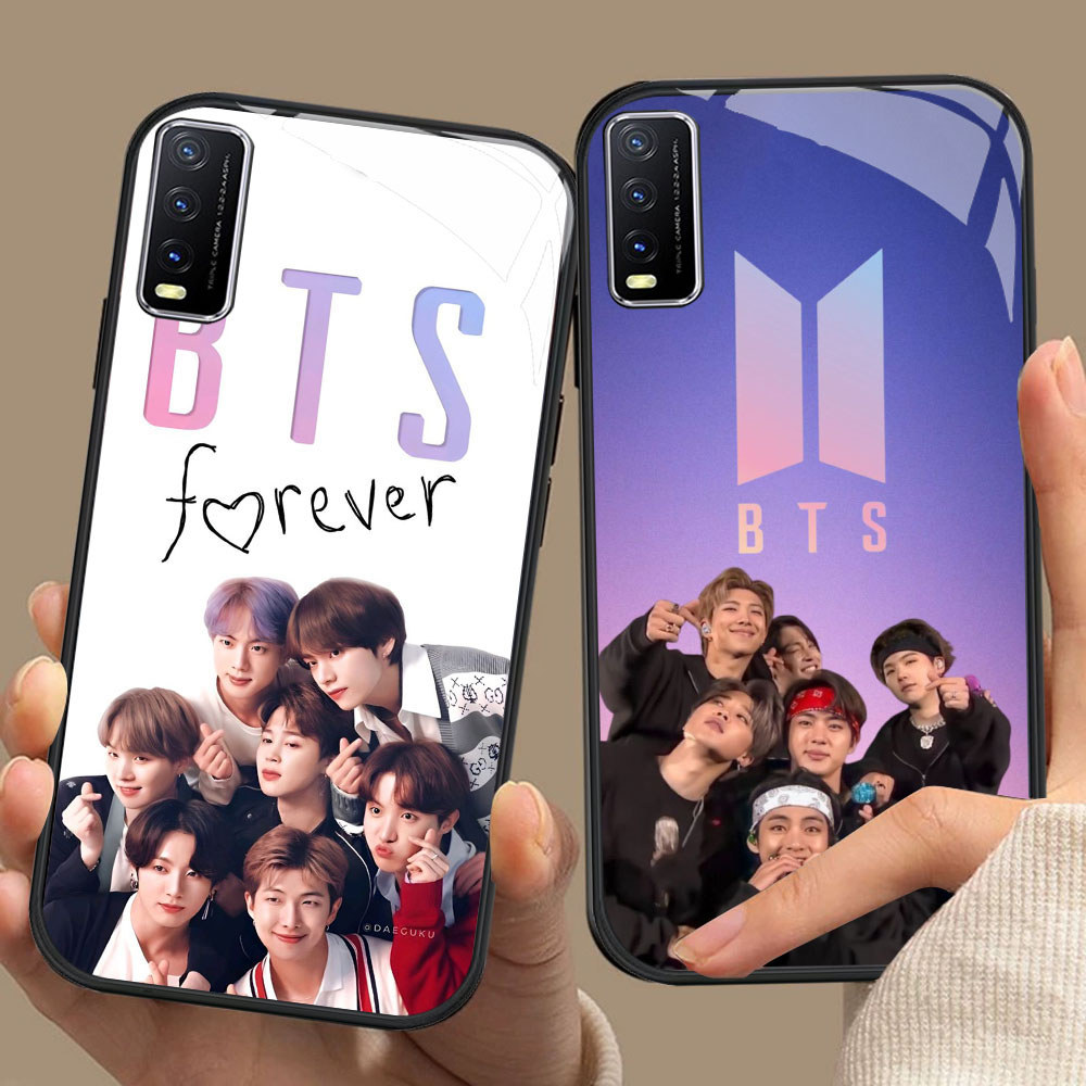 BR-17 BTS OT7 HD Glass Casing untuk VIVO Y20 Y20s Y20i V15 Y50 S1 Y30 V50 Y03 Y29 Lite Pro