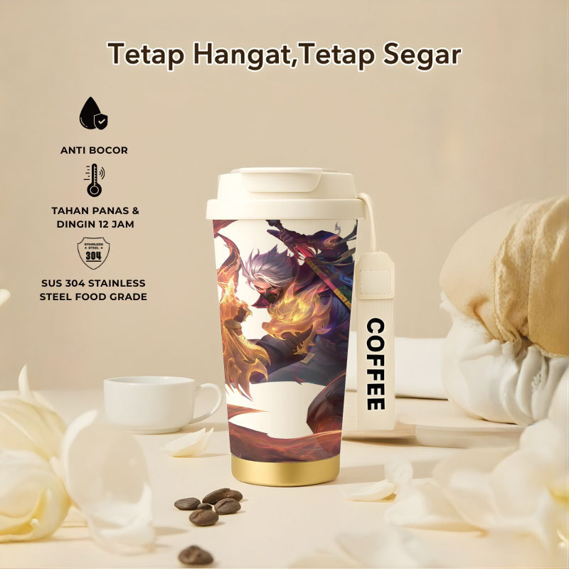 Tumbler Hayabusa Mobile Legend | 500ml SUS 304 | Anti Bocor 100% | Tahan Panas & Dingin 12 Jam | Sed