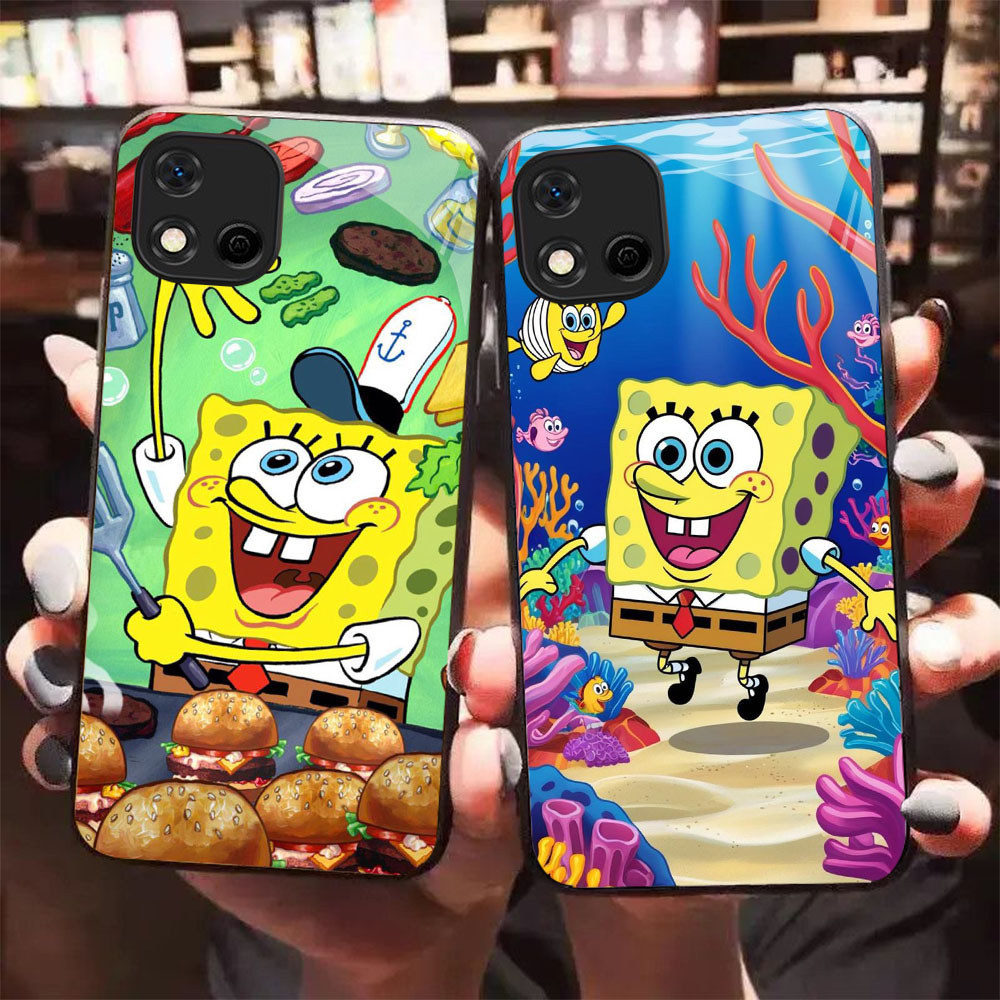 HK-64 Patrick Star Glass KACA Casing untuk OPPO Realme Reno A16E 4 C11 C20 C20A A16K F17 4F A93 Pro 