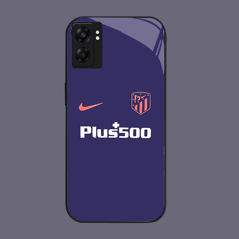 HK-6 Atletico Madrid Glass KACA Casing untuk OPPO Realme Reno A57 A76 A57S C67 A96 C30S C33 10 A77S 