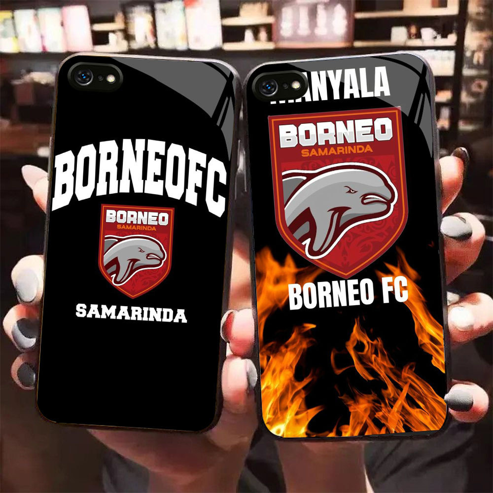 HK-53 Borneo fc Glass KACA Casing untuk iPhone 6 XR 8 XS 6S SE X 7 Max Plus 2020 2022