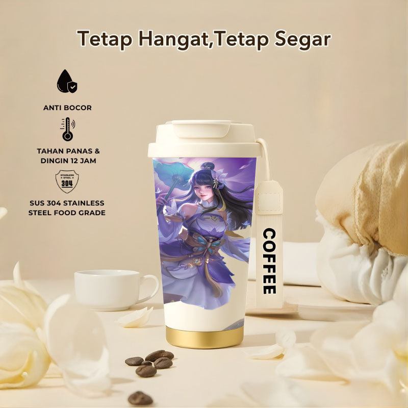 Tumbler Kagura Mobile Legend | 500ml SUS 304 | Anti Bocor 100% | Tahan Panas & Dingin 12 Jam | Sedot